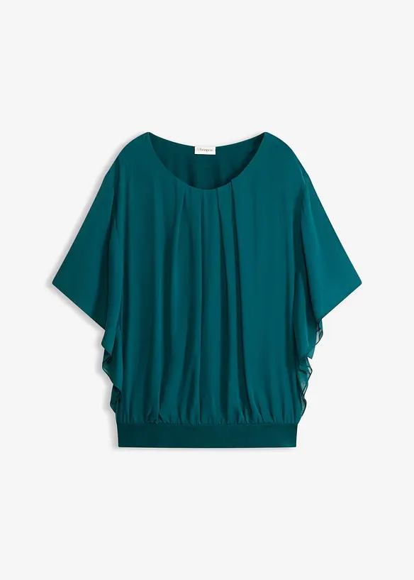 Chiffonbluse mit Fledermausärmel in grün von vorne - bonprix