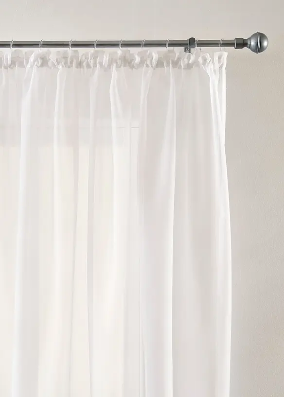 Transparente Gardine aus feinem Voile (1er Pack) in weiß - bonprix