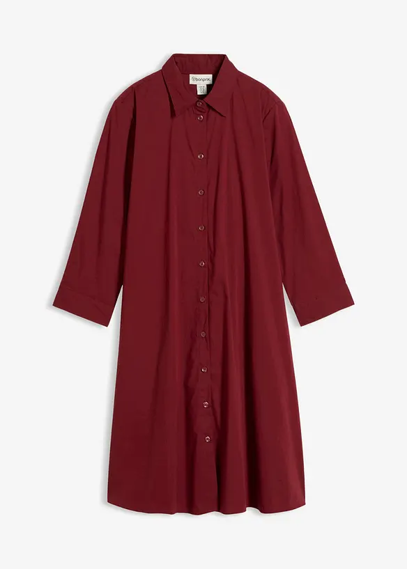 Hemdblusenkleid aus griffigem Popeline in rot von vorne - bonprix Hemdblusenkleid aus griffigem Popeline in rot von vorne - bonprix