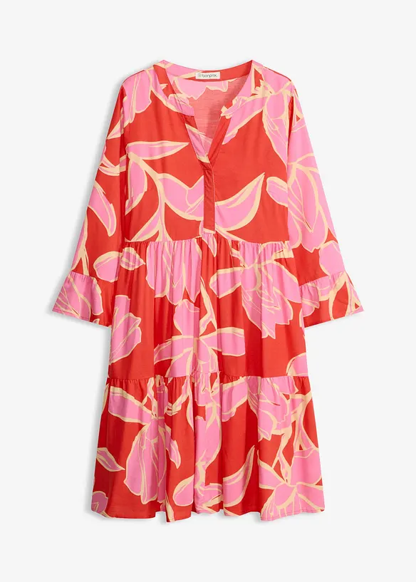 Tunika-Kleid aus fließender Viskose in rot von vorne - bonprix