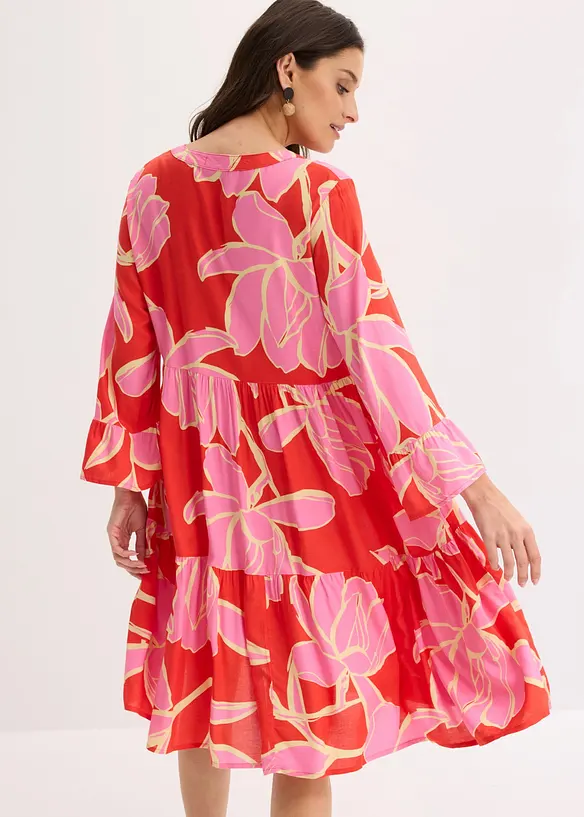 Tunika-Kleid aus fließender Viskose in rot von hinten (Totalaufnahme) - bonprix