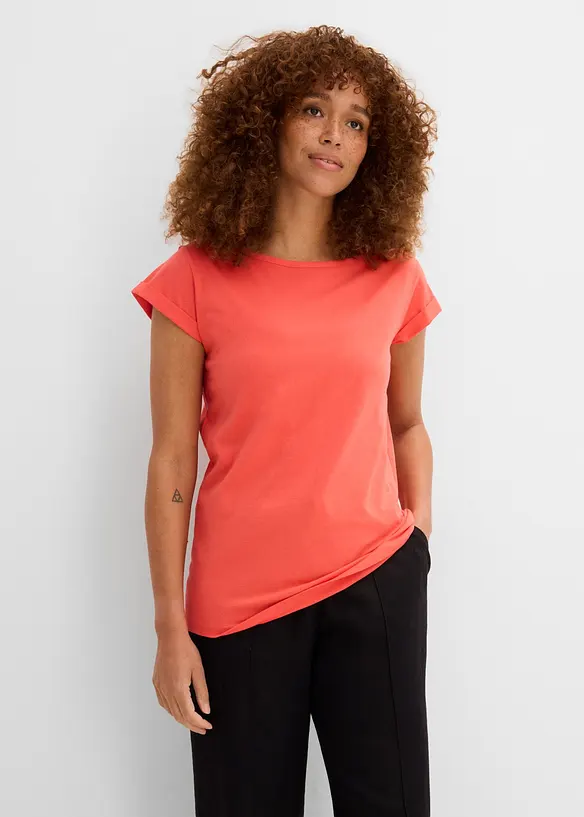 T-Shirt aus reiner Baumwolle in rot von vorne (im Anschnitt) - bonprix