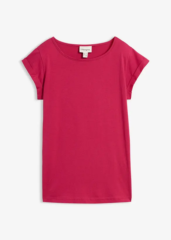 T-Shirt aus reiner Baumwolle in pink von vorne - bonprix