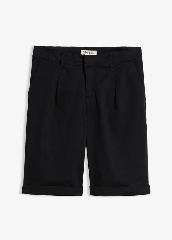 Bermuda aus elastischem Baumwoll-Mix in schwarz von vorne - bonprix Bermuda aus elastischem Baumwoll-Mix in schwarz von vorne - bonprix