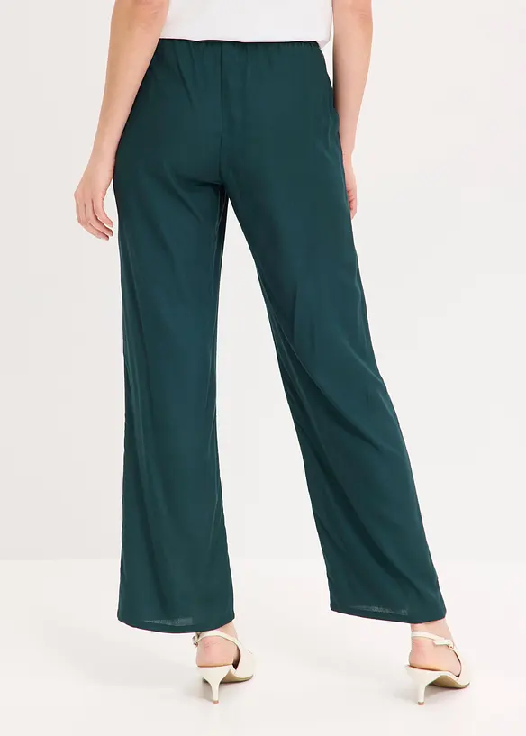 Viskose Schlupfhose in grün von hinten - bonprix