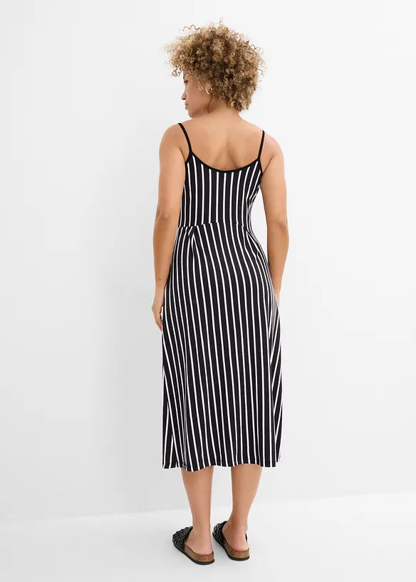Midikleid aus elastischem Viskose-Mix in schwarz von hinten (Totalaufnahme) - bonprix