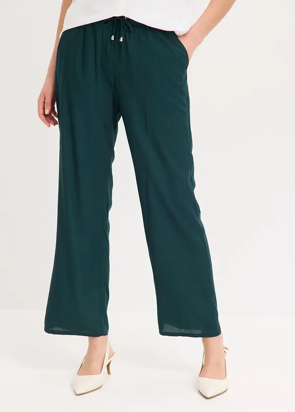 Viskose Schlupfhose in grün von vorne - bonprix