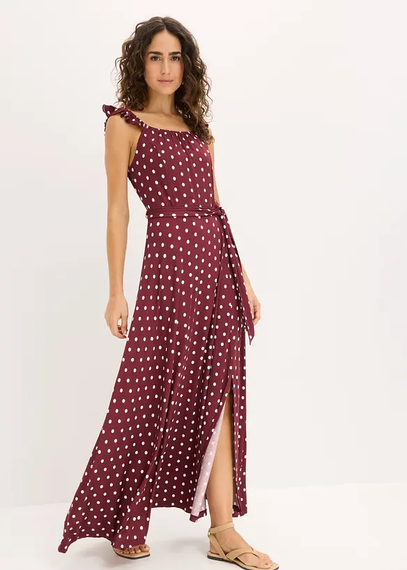 Maxikleid aus fließender Viskose in rot von vorne (Totalaufnahme) - bonprix