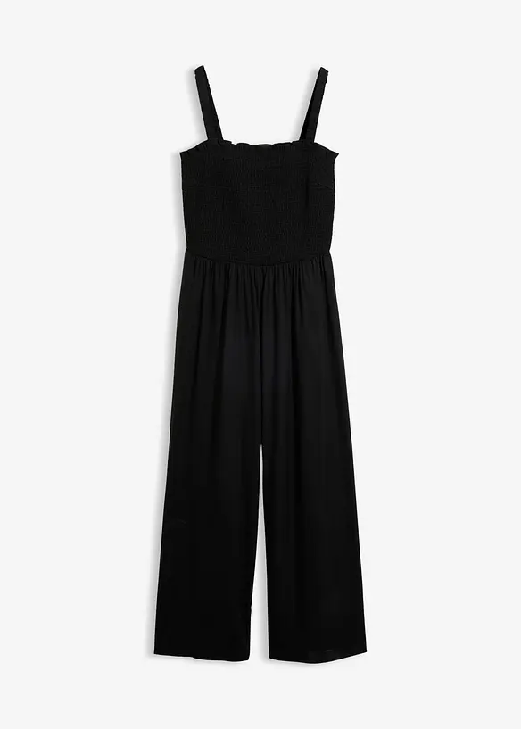 Jumpsuit aus fließender Viskose in schwarz von vorne - bonprix