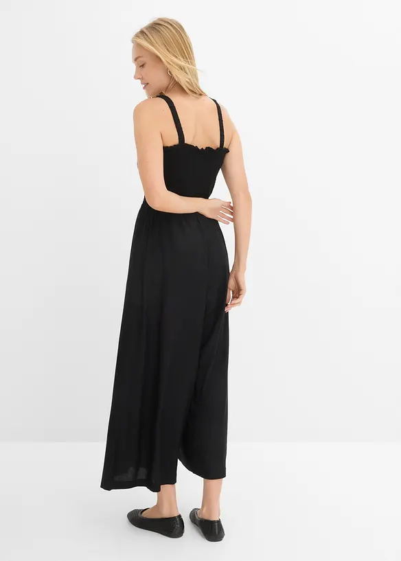 Jumpsuit aus fließender Viskose in schwarz von hinten (Totalaufnahme) - bonprix