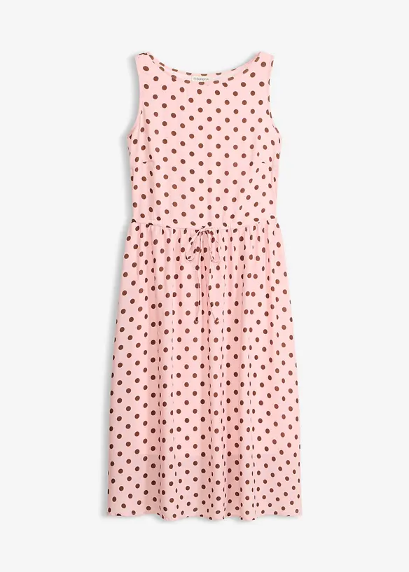 Midikleid mit Bindeband in rosa von vorne - bonprix