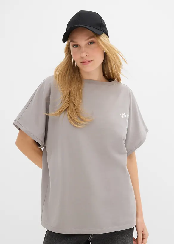 Oversize-Shirt in grau von vorne (im Anschnitt) - bonprix