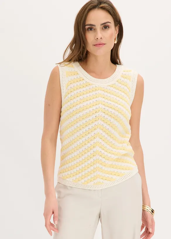 Stricktop in gelb von vorne (im Anschnitt) - bonprix