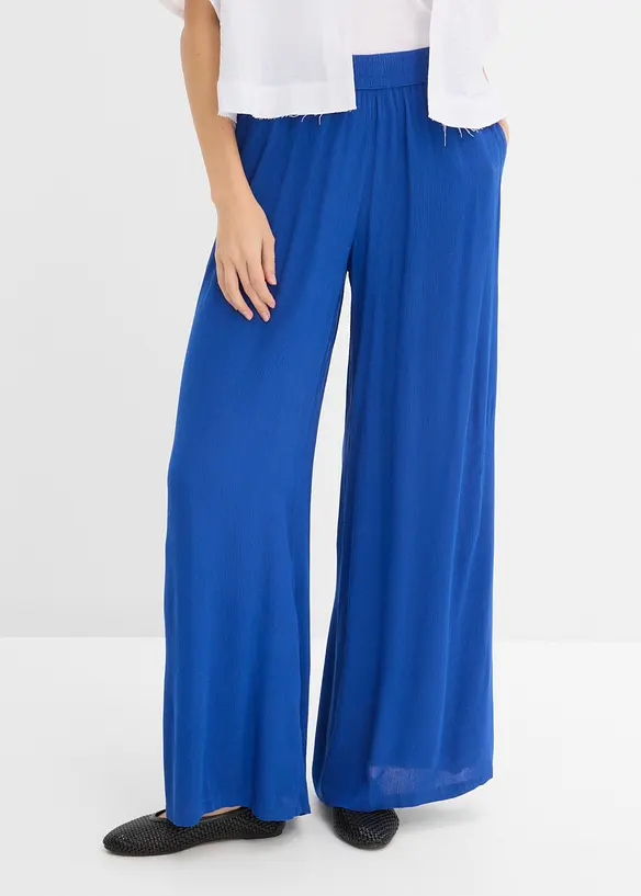 Schlupfhose aus fließender Viskose in blau von vorne - bonprix
