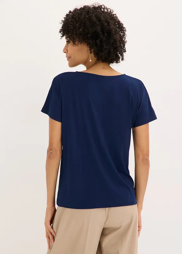 Shirt mit dekorativem Ring in blau von hinten (im Anschnitt) - bonprix