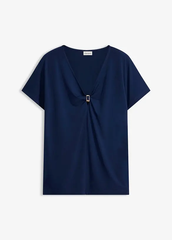 Shirt mit dekorativem Ring in blau von vorne - bonprix