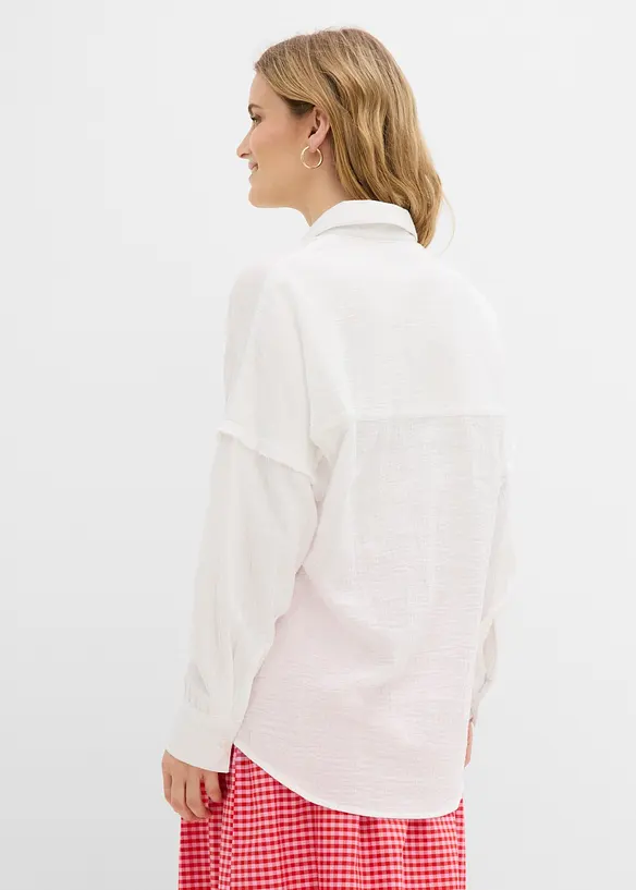 Oversize-Hemd aus luftigem Musselin in weiß von hinten (im Anschnitt) - bonprix