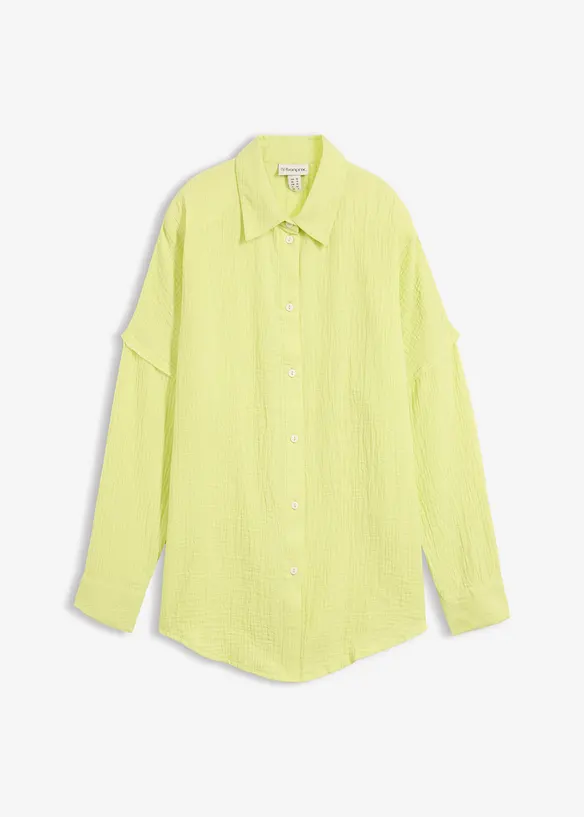 Oversize-Hemd aus luftigem Musselin in gelb von vorne - bonprix