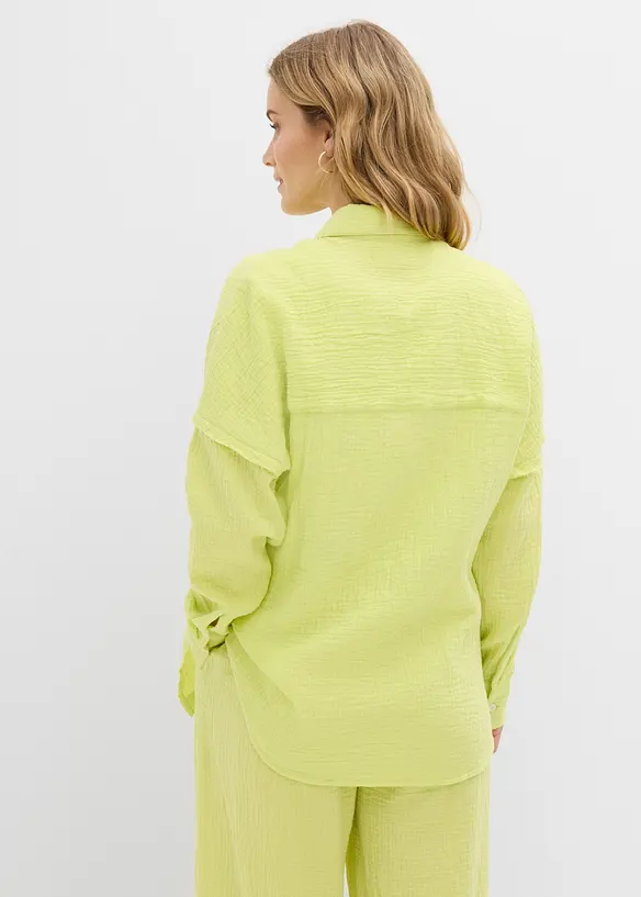 Oversize-Hemd aus luftigem Musselin in gelb von hinten (im Anschnitt) - bonprix