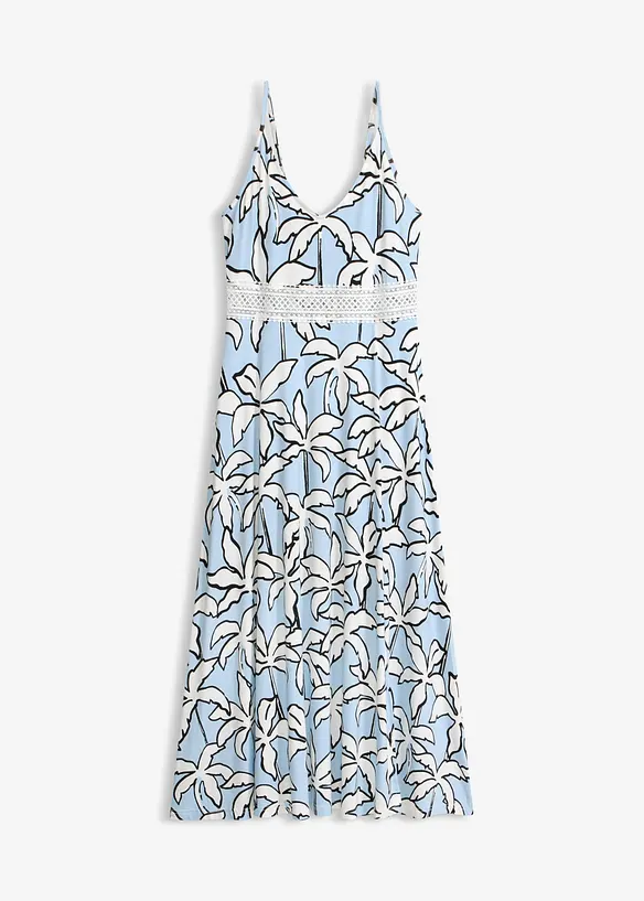 Maxikleid mit Spitzeneinsatz in blau von vorne - bonprix
