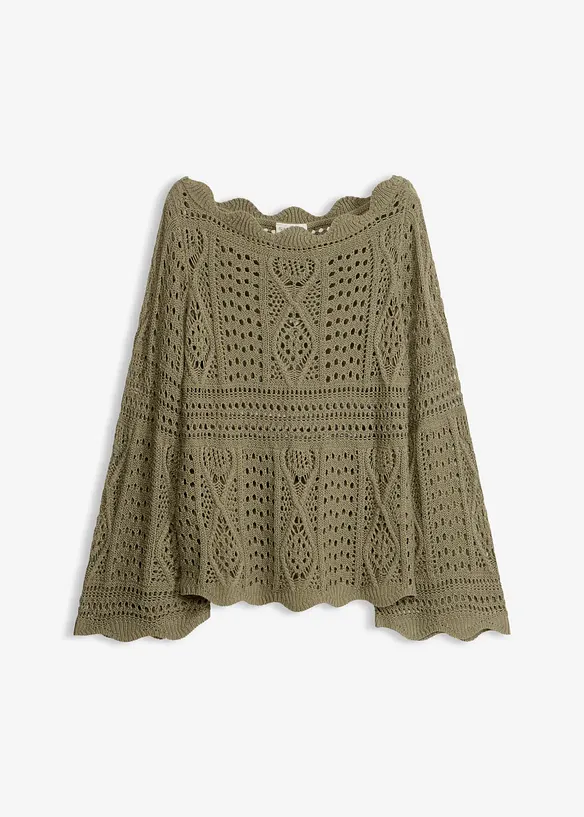 Strickshirt aus Spitze in grün von vorne - bonprix