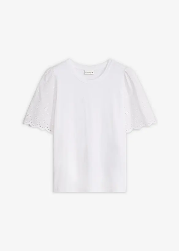 Shirt aus softem Viskose-Mix mit Lochstickerei in weiß von vorne - bonprix Shirt aus softem Viskose-Mix mit Lochstickerei in weiß von vorne - bonprix