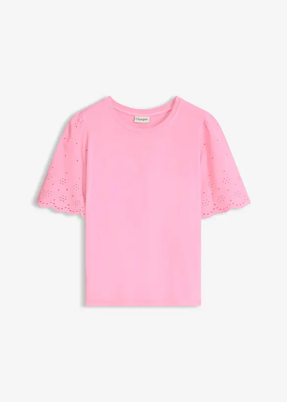 Shirt aus softem Viskose-Mix mit Lochstickerei in rosa von vorne - bonprix Shirt aus softem Viskose-Mix mit Lochstickerei in rosa von vorne - bonprix