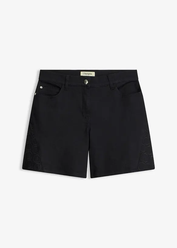 Shorts mit Lochstickerei in schwarz von vorne - bonprix Shorts mit Lochstickerei in schwarz von vorne - bonprix