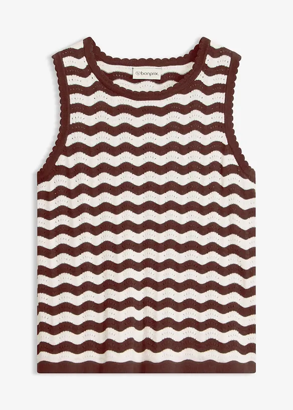 Stricktop aus reiner Baumwolle in weiß von vorne - bonprix