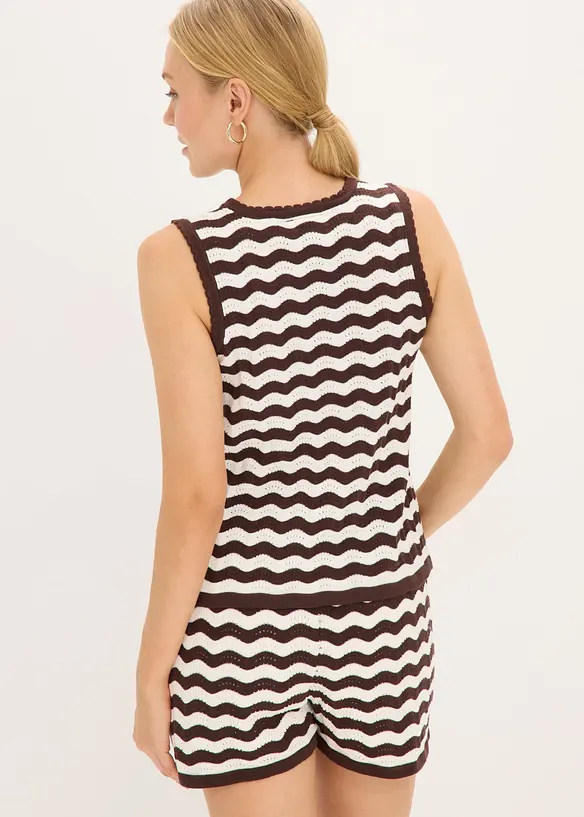 Stricktop aus reiner Baumwolle in weiß von hinten (im Anschnitt) - bonprix