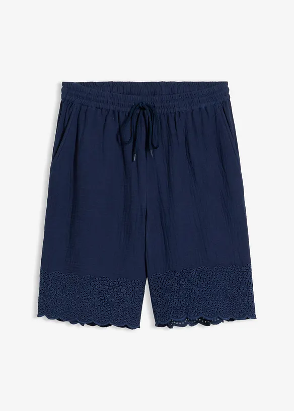 Bermuda aus luftigem Musselin in blau von vorne - bonprix