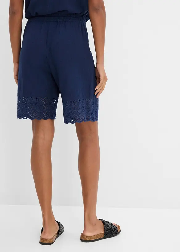Bermuda aus luftigem Musselin in blau von hinten - bonprix