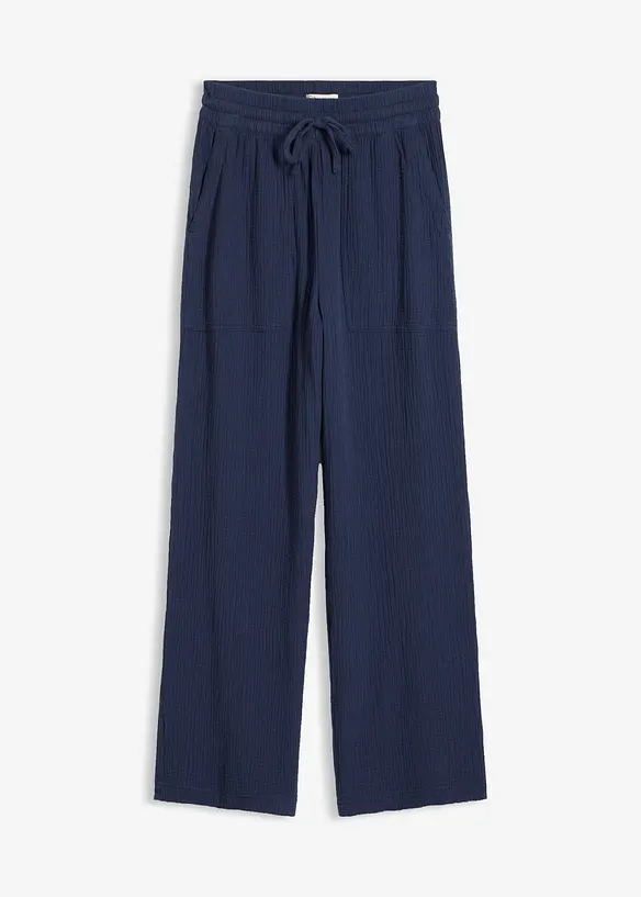 Hose aus luftigem Musselin in blau von vorne - bonprix