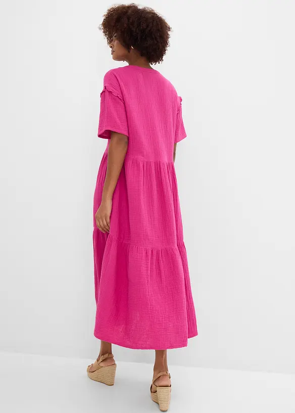 Midikleid aus weichem Musselin in pink von hinten (Totalaufnahme) - bonprix