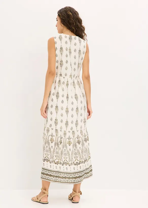 Maxikleid aus fließender Viskose in weiß von hinten (Totalaufnahme) - bonprix