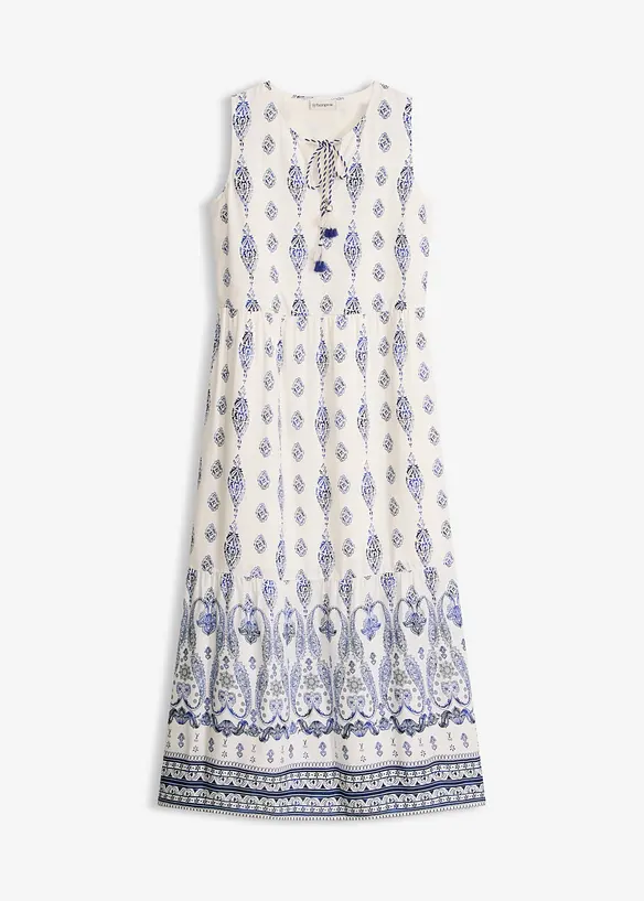 Maxikleid aus fließender Viskose in weiß von vorne - bonprix
