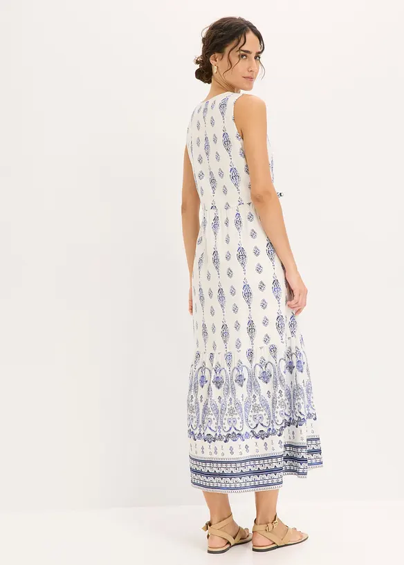 Maxikleid aus fließender Viskose in weiß von hinten (Totalaufnahme) - bonprix