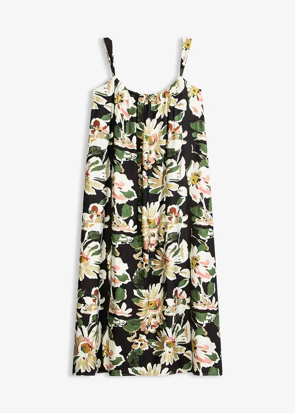 Midikleid aus softem Viskose-Mix in schwarz von vorne - bonprix