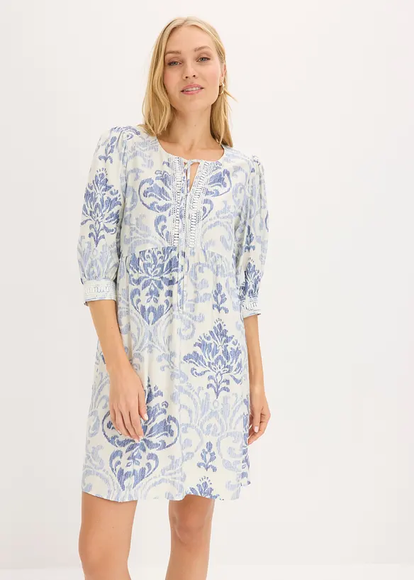 Minikleid aus Viskose-Mix in blau von vorne (Totalaufnahme) - bonprix