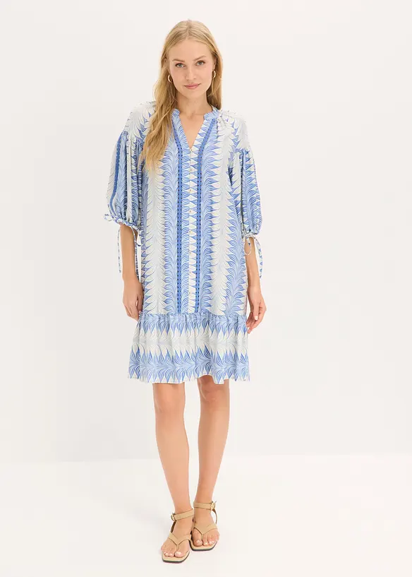 Minikleid aus softem Viskose-Mix in blau von vorne (Totalaufnahme) - bonprix