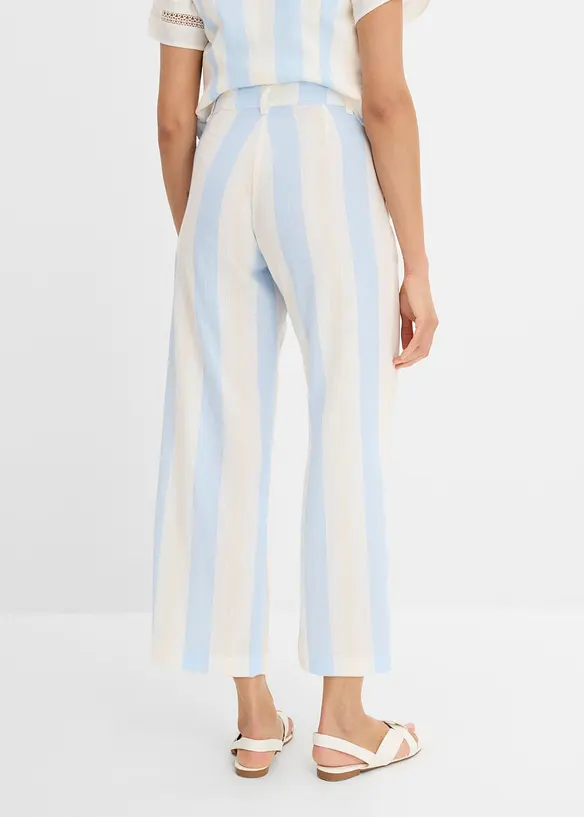 Palazzo-Hose in Leinen-Optik in weiß von hinten - bonprix