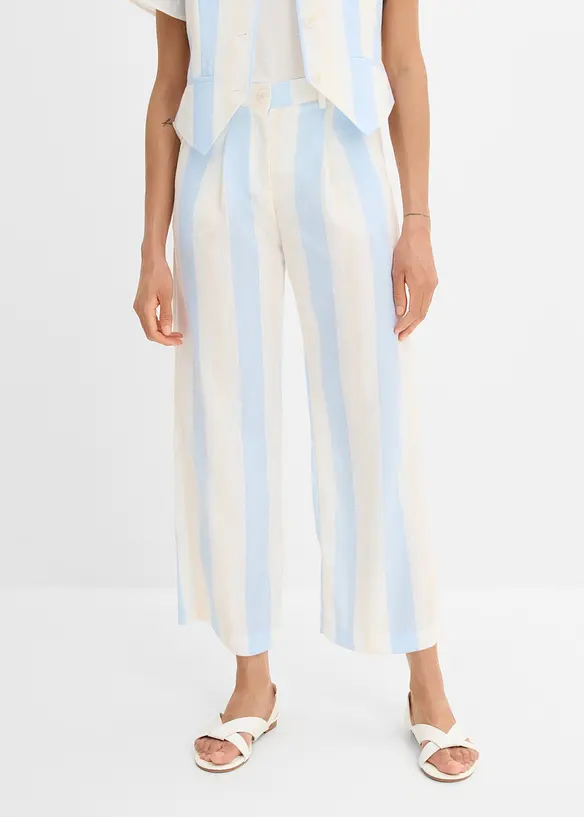 Palazzo-Hose in Leinen-Optik in weiß von vorne - bonprix