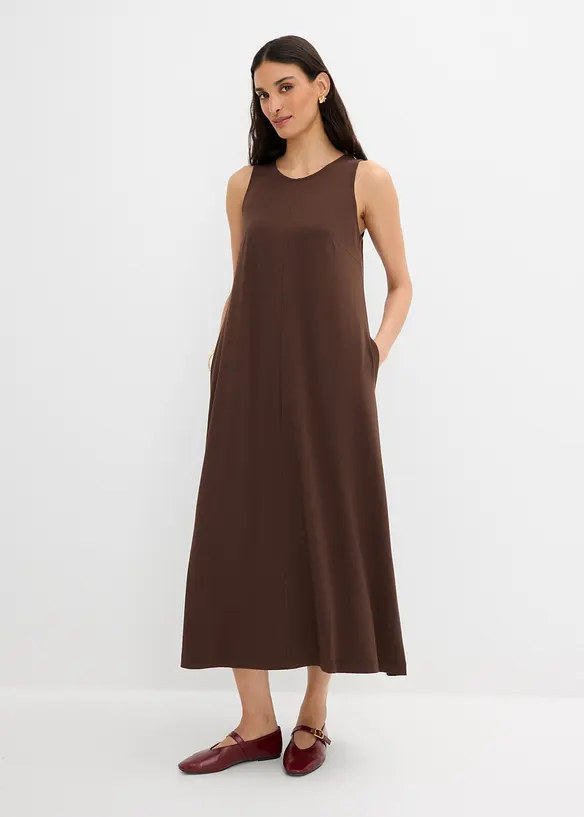 Midikleid in A-Linie in braun von vorne (Totalaufnahme) - bonprix