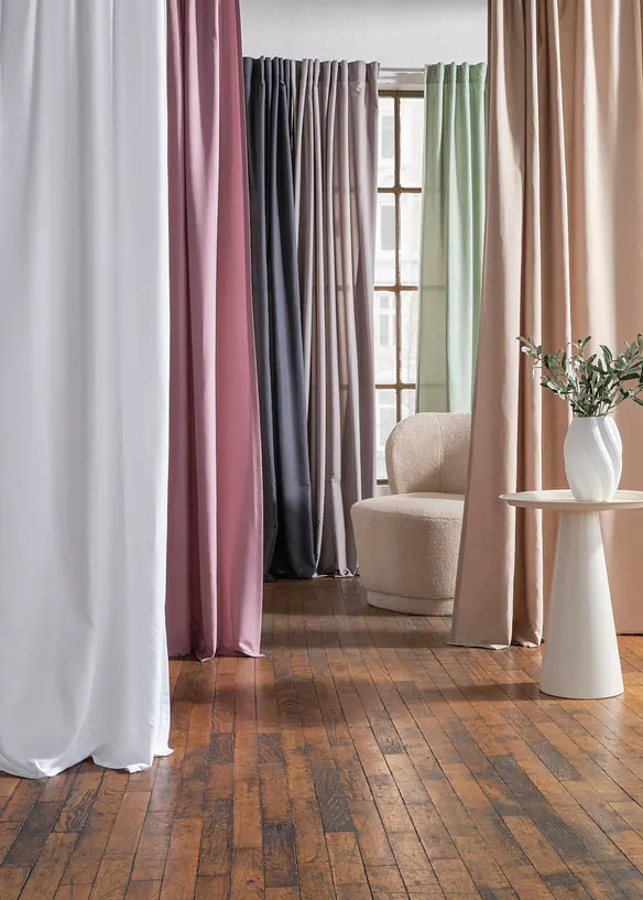 Blickdichter Vorhang aus Microfaser (2er Pack) in rosa (Ambiente) - bonprix
