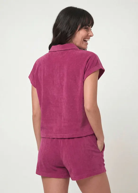 Poloshirt aus Frottee in pink von hinten (im Anschnitt) - bonprix