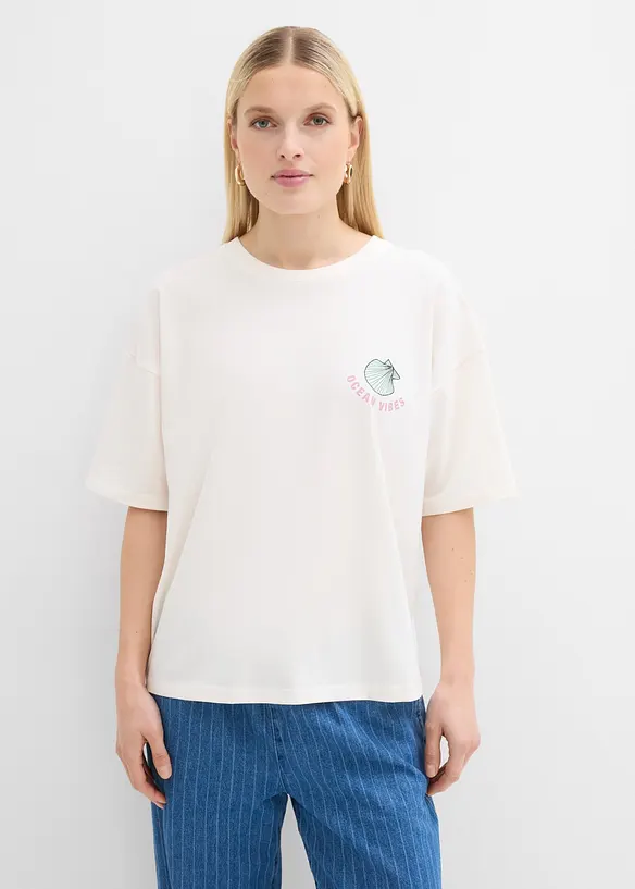 Oversize-Shirt in weiß von hinten (im Anschnitt) - bonprix