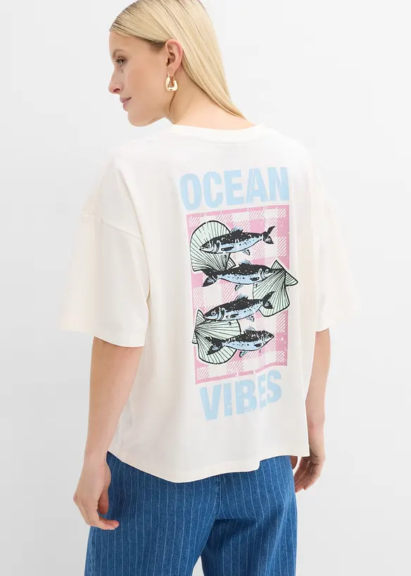 Oversize-Shirt in weiß von vorne (im Anschnitt) - bonprix