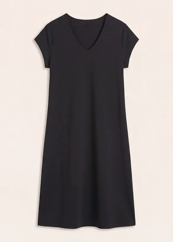 Shirtkleid aus elastischem Baumwoll-Mix in schwarz von vorne - bonprix Shirtkleid aus elastischem Baumwoll-Mix in schwarz von vorne - bonprix