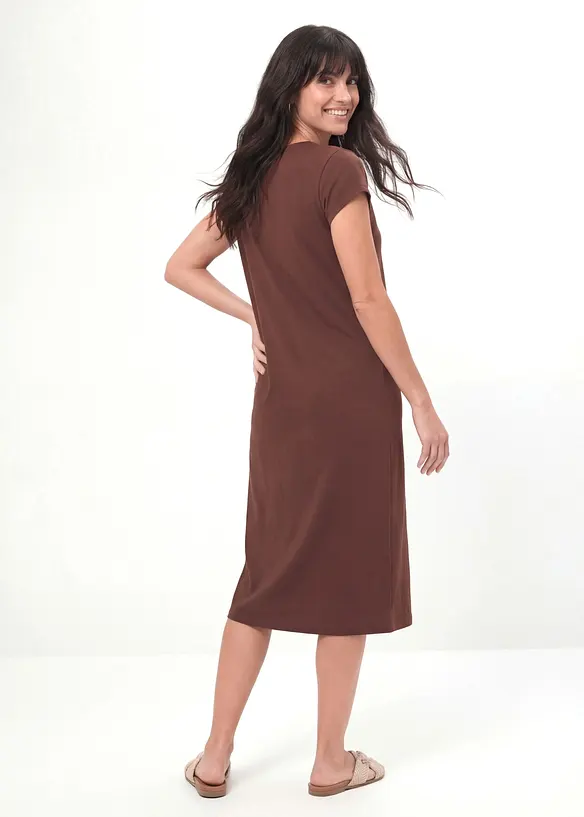 Shirtkleid aus elastischem Baumwoll-Mix in braun von hinten (Totalaufnahme) - bonprix Shirtkleid aus elastischem Baumwoll-Mix in braun von hinten (Totalaufnahme) - bonprix