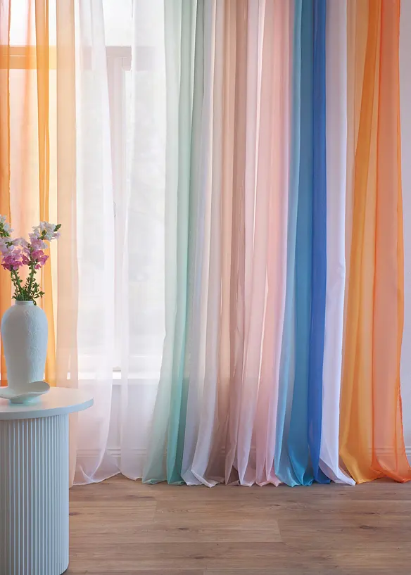 Transparente Gardine aus feinem Voile, auch in extra lang (2er Pack) in orange (Ambiente) - bonprix